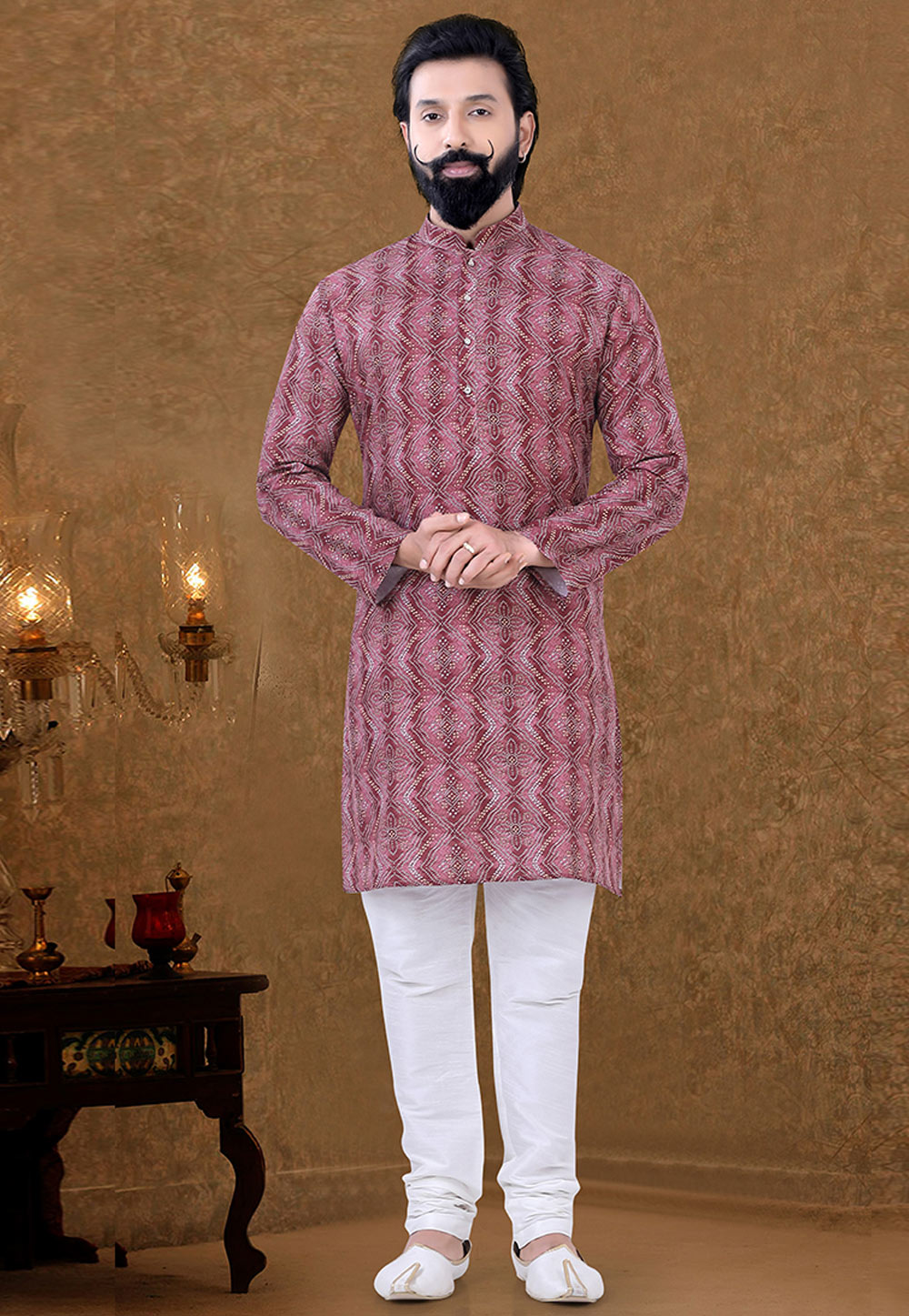 Pink Cotton Kurta Pajama 248997