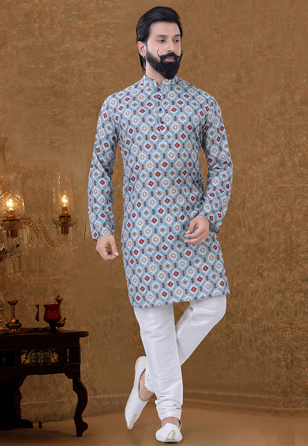Sea Green Cotton Kurta Pajama 248999