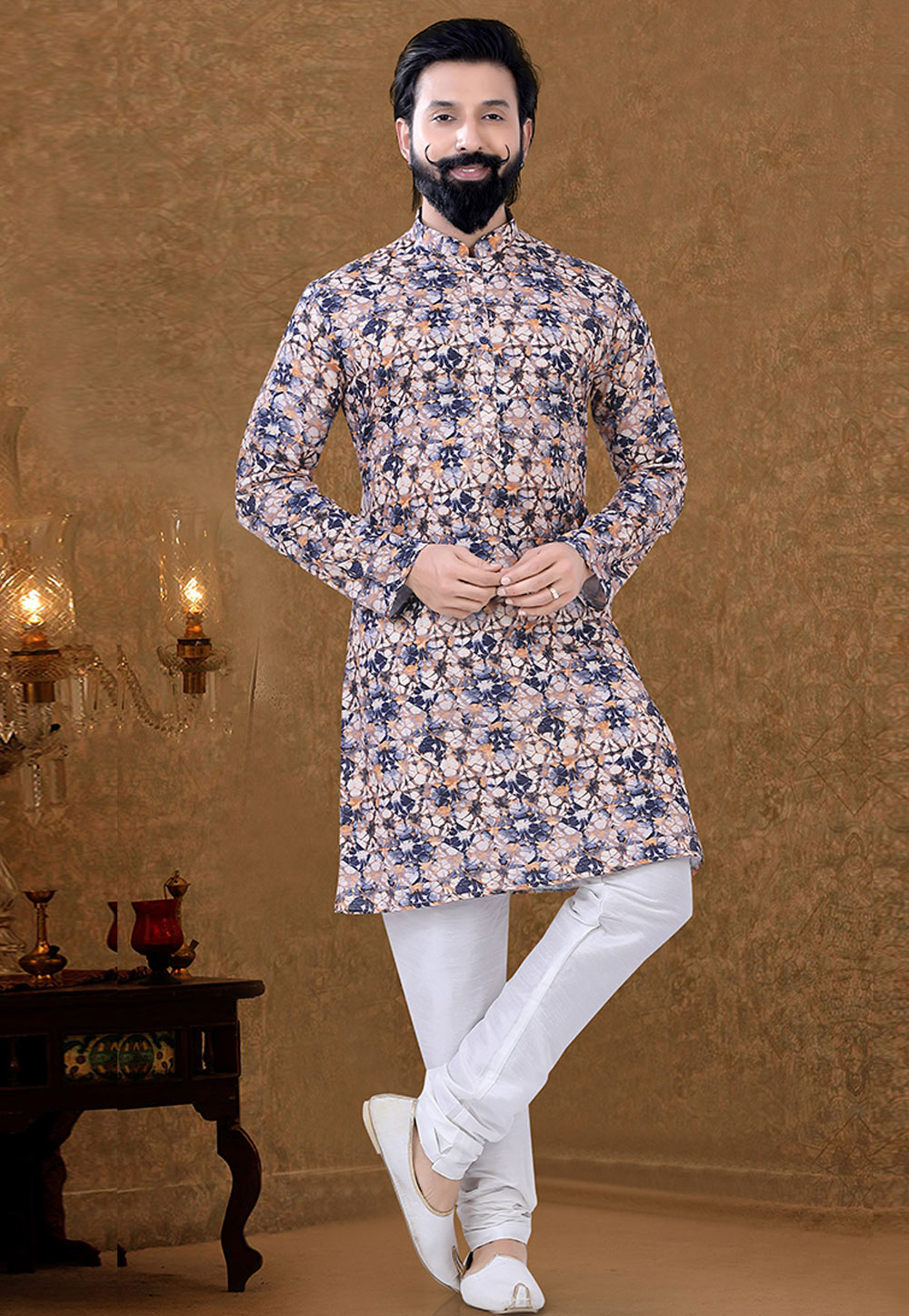Light Blue Cotton Kurta Pajama 249007