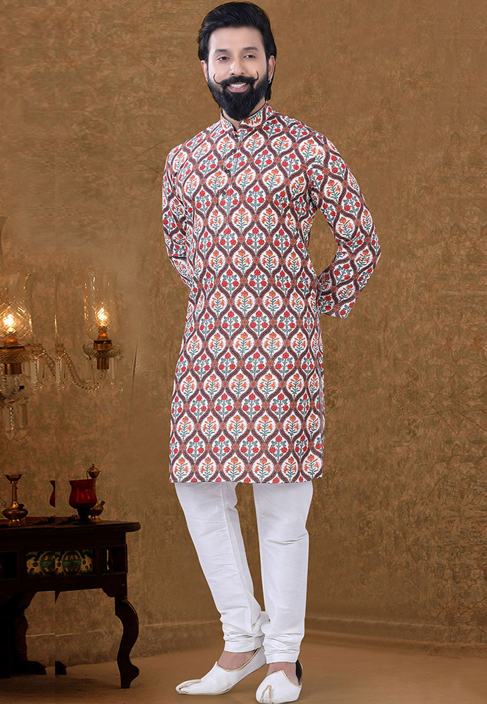 Brown Cotton Kurta Pajama 249012