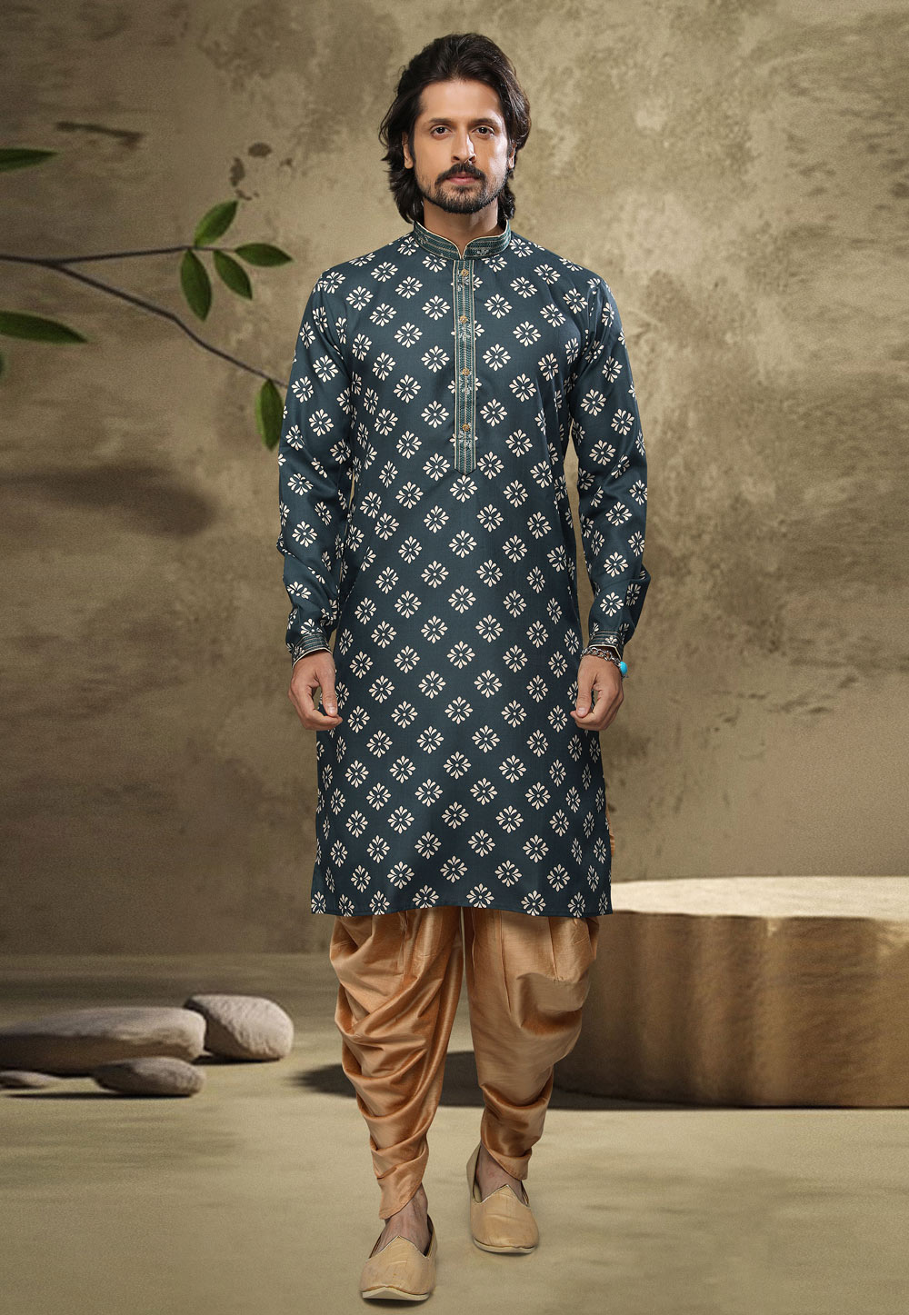 Green Cotton Dhoti Kurta 249151