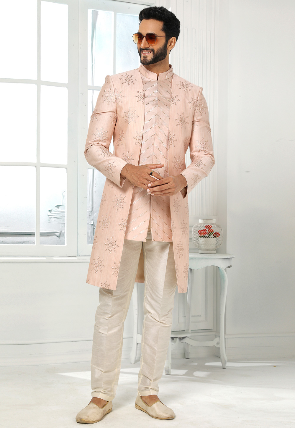 Pink Art Silk Indo Western Sherwani 250147