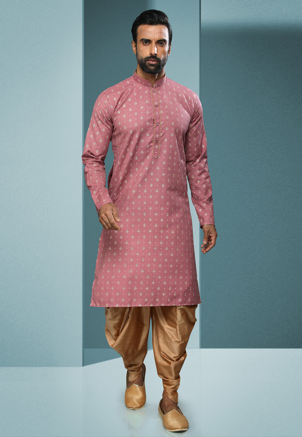 Pink Cotton Dhoti Kurta 250263