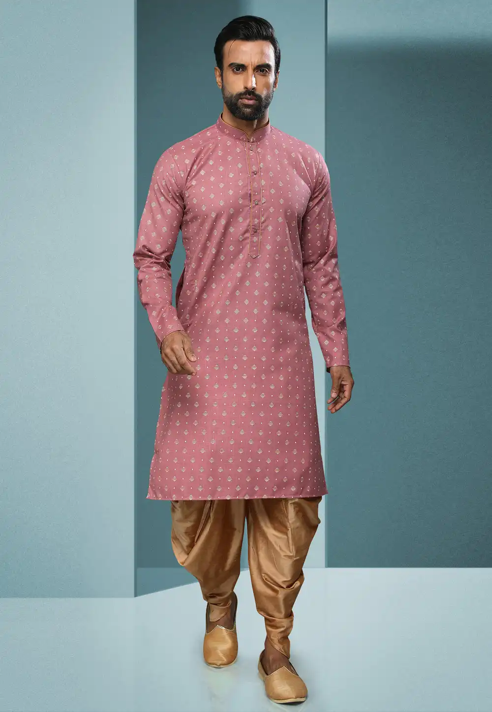 Pink Cotton Dhoti Kurta 250263
