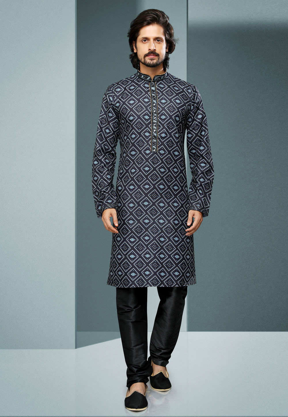 Black Cotton Kurta Pajama 250269