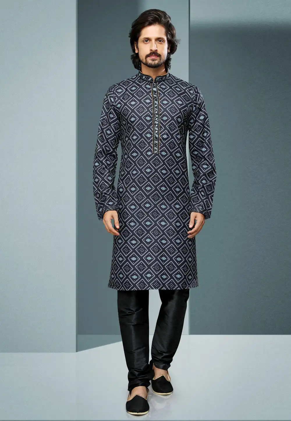 Black Cotton Kurta Pajama 250269