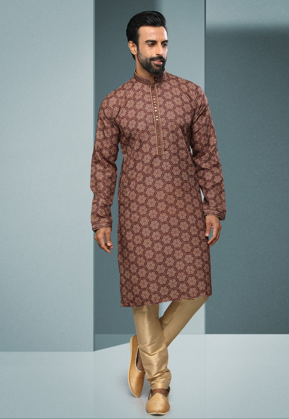 Brown Cotton Kurta Pajama 250278