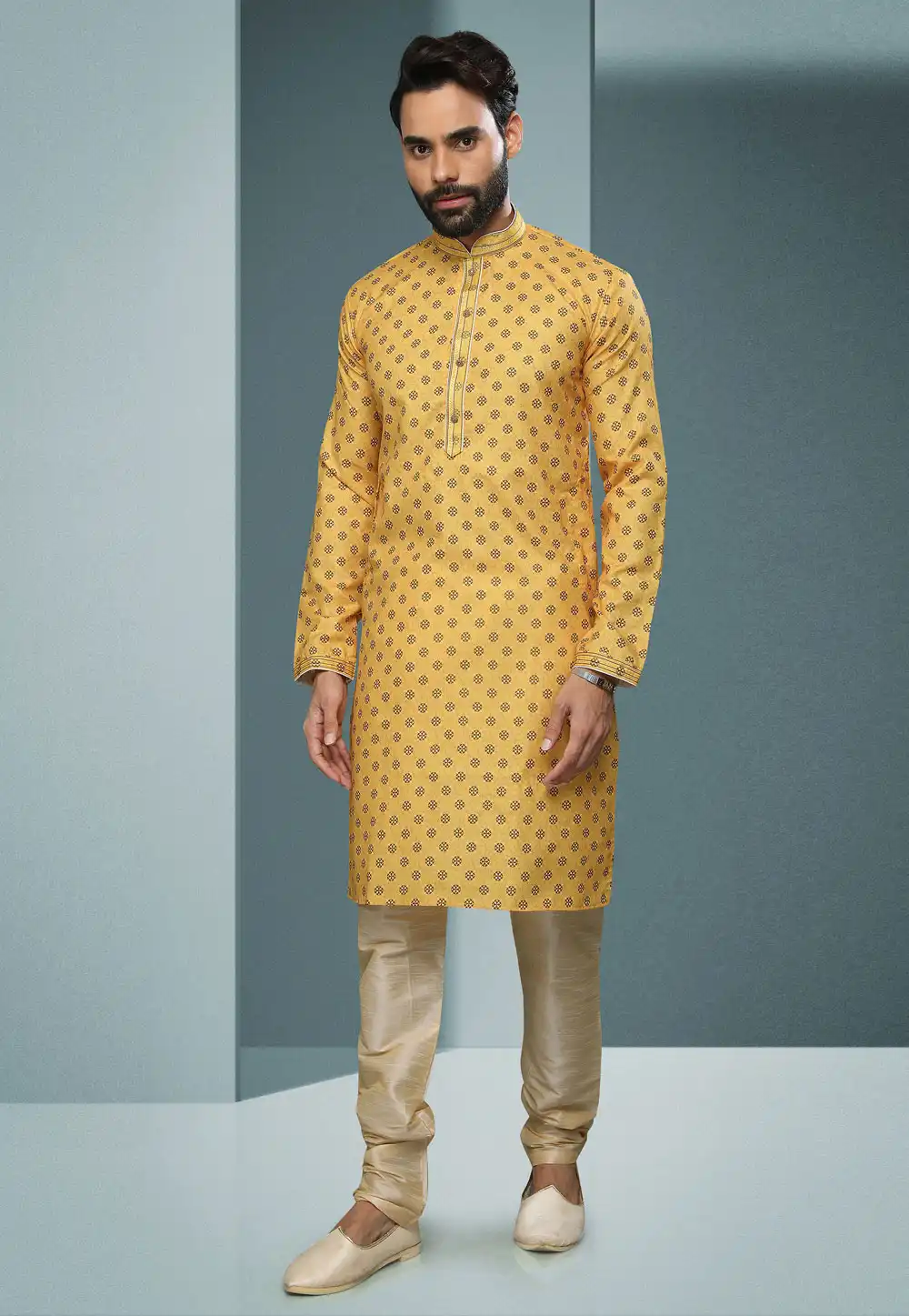 Yellow Cotton Kurta Pajama 250283