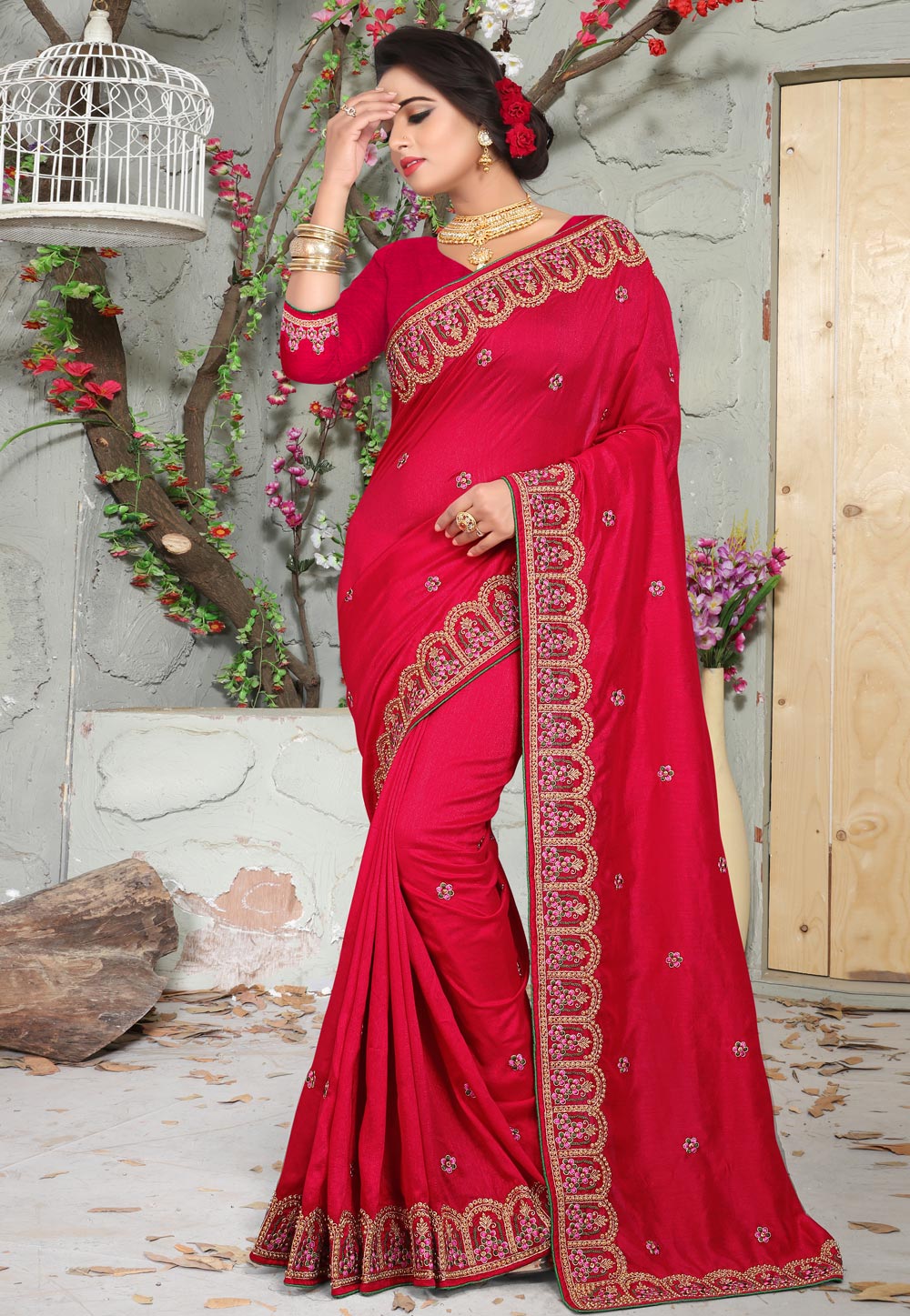 Magenta Silk Festival Wear Saree 160841