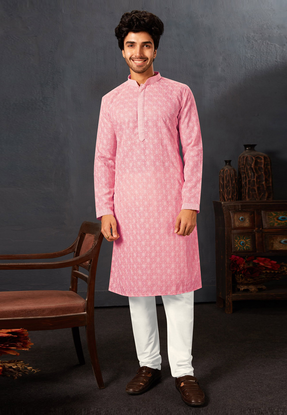 Pink Georgette Kurta Pajama 255161