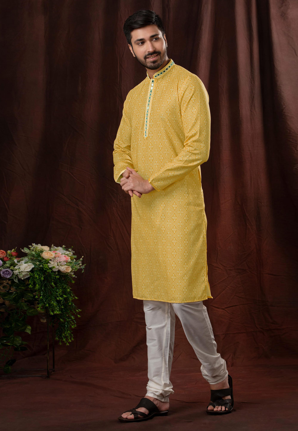 Yellow Cotton Kurta Pajama 257568