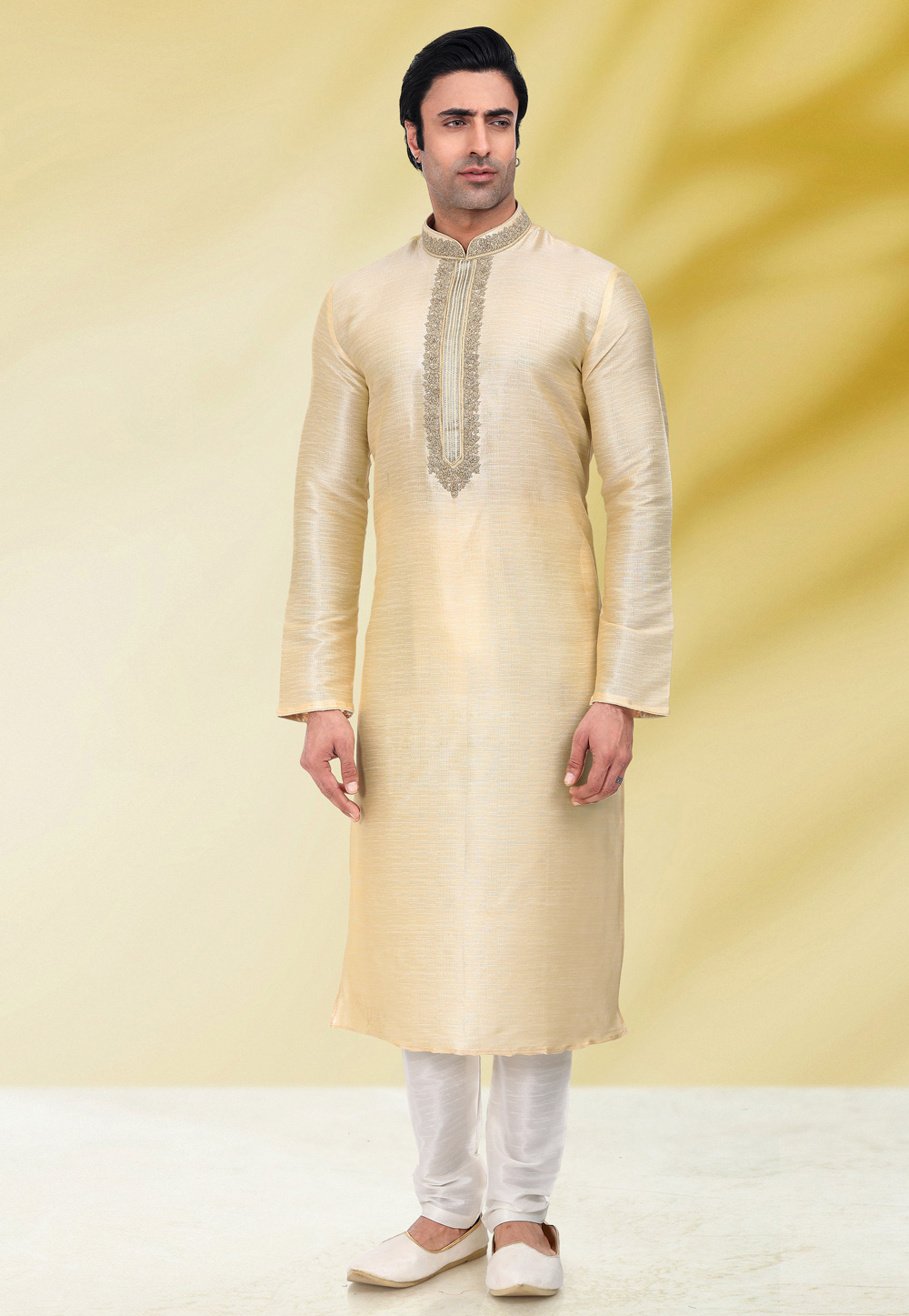 Cream Art Silk Kurta Pajama 257976