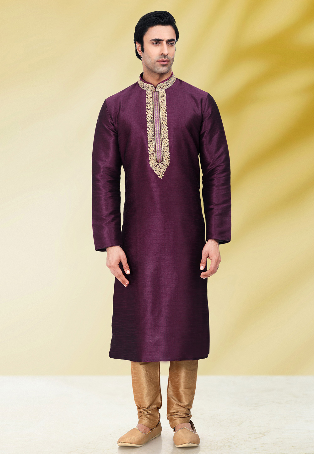 Purple Art Silk Kurta Pajama 257978