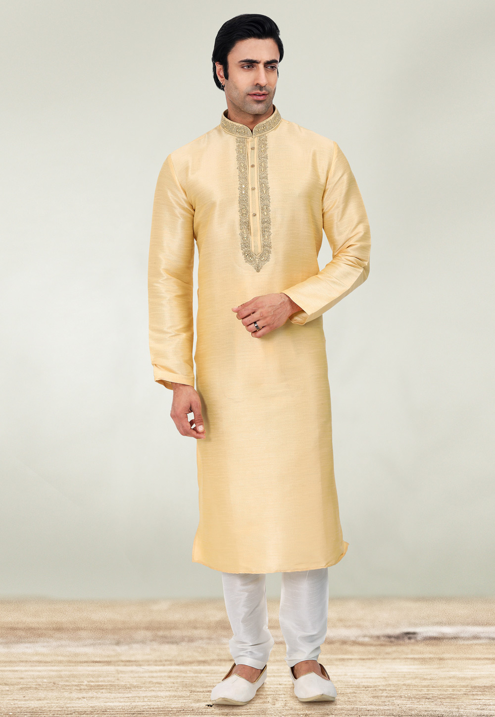 Beige Art Silk Kurta Pajama 257980