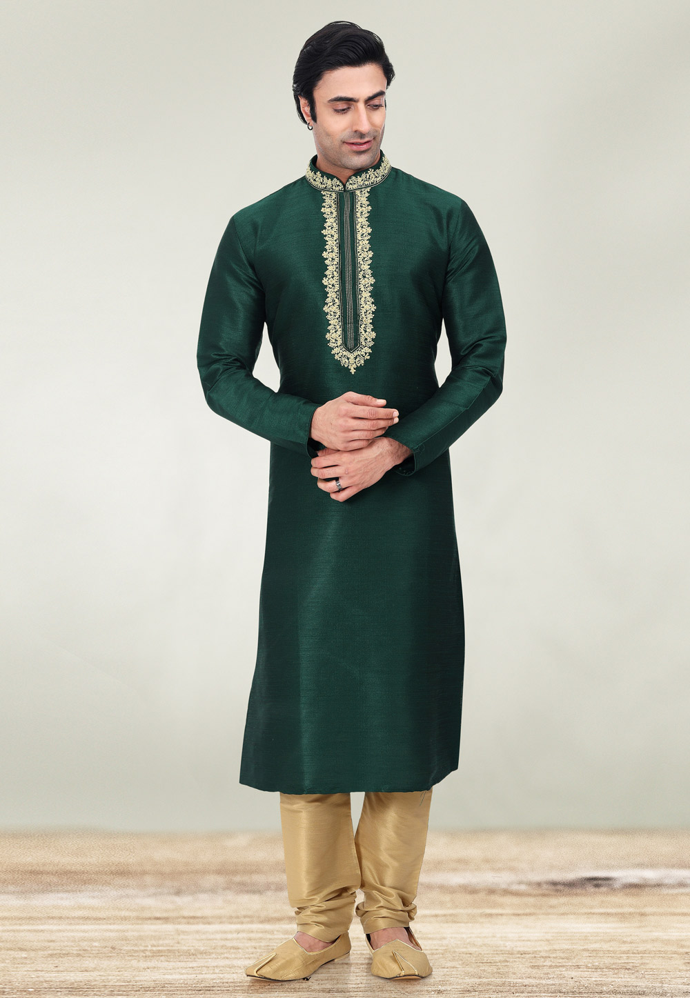 Green Art Silk Kurta Pajama 257989
