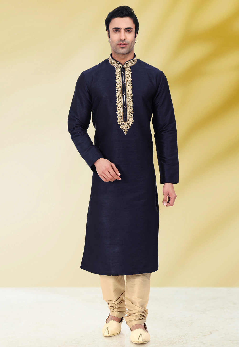 Navy Blue Art Silk Kurta Pajama 257999