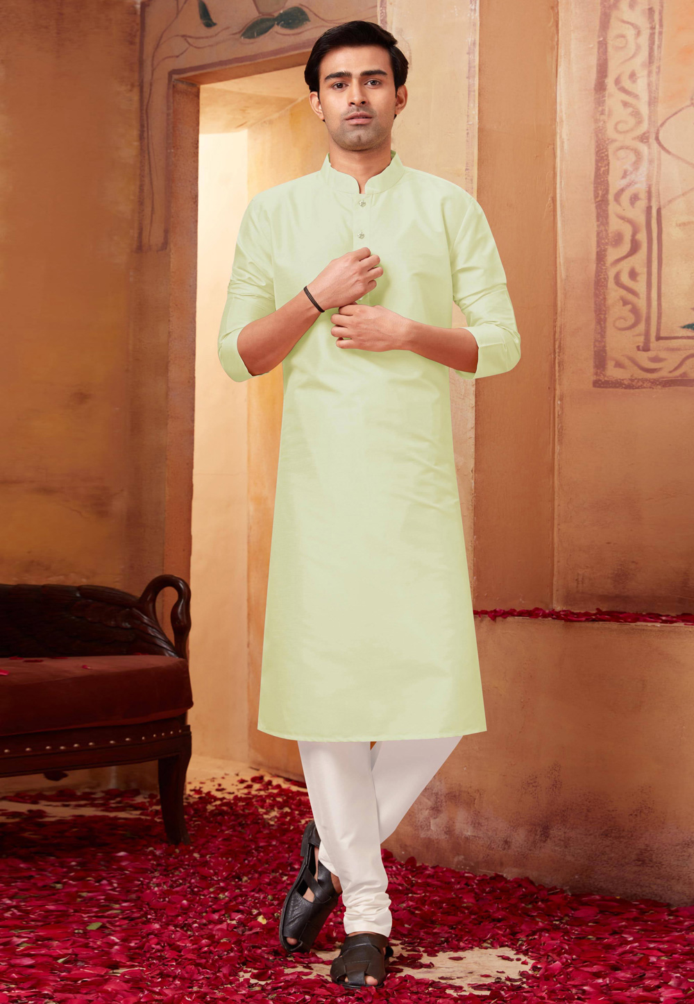 Pista Green Silk Kurta Pajama 258014
