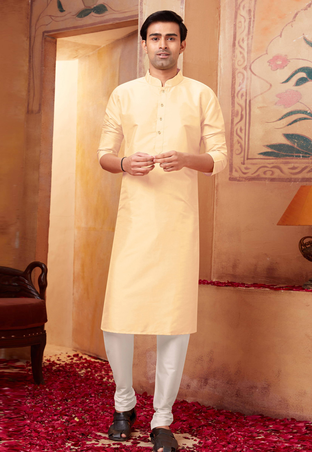 Beige Silk Kurta Pajama 258016
