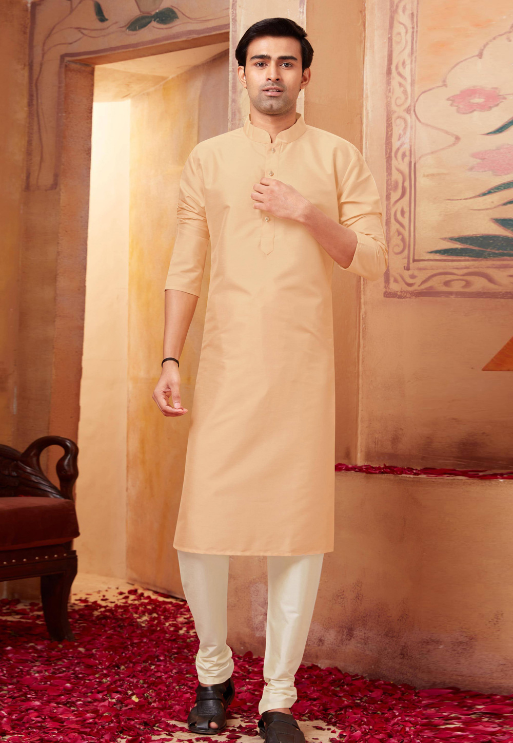 Beige Silk Kurta Pajama 258017