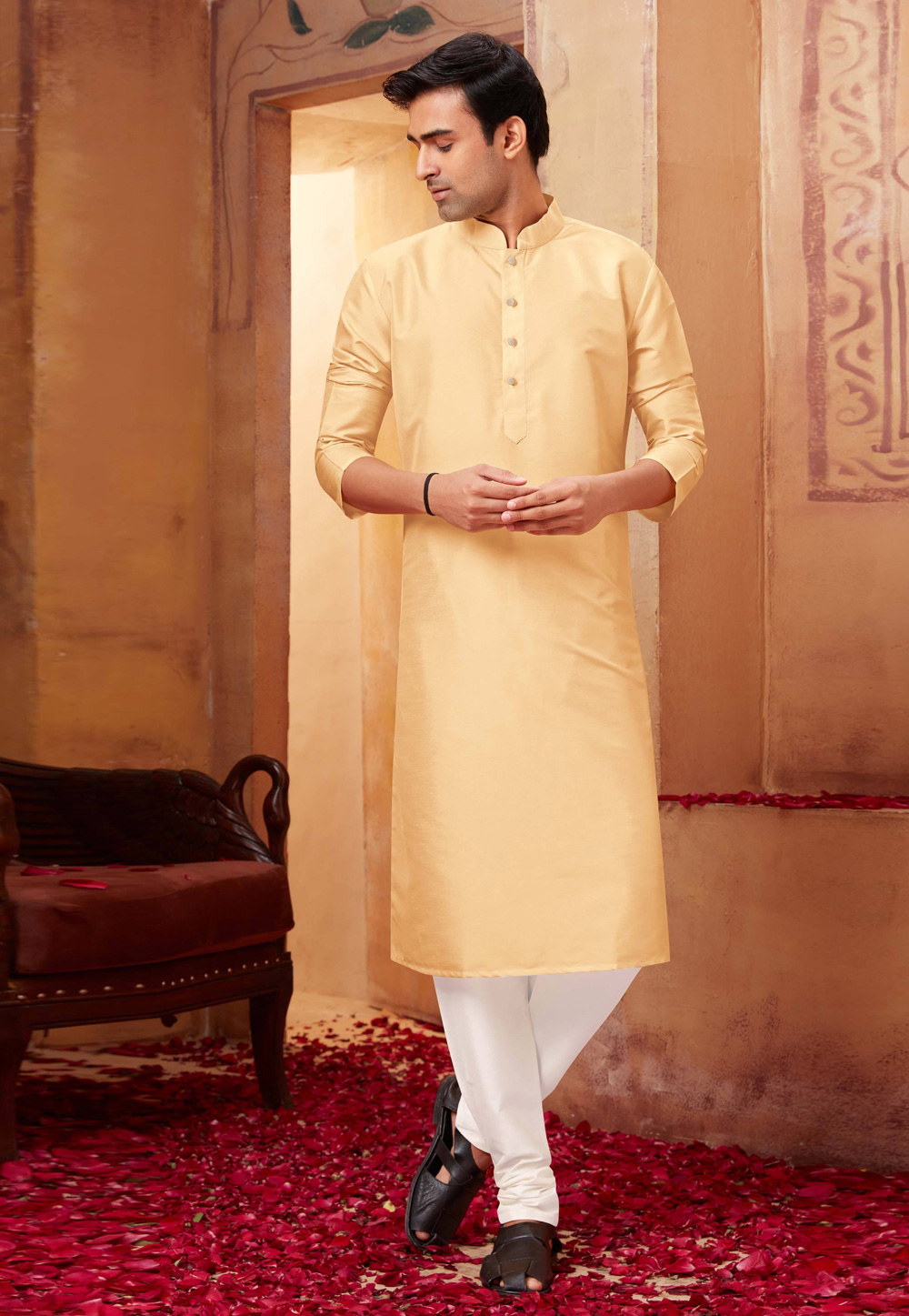 Beige Silk Kurta Pajama 258018