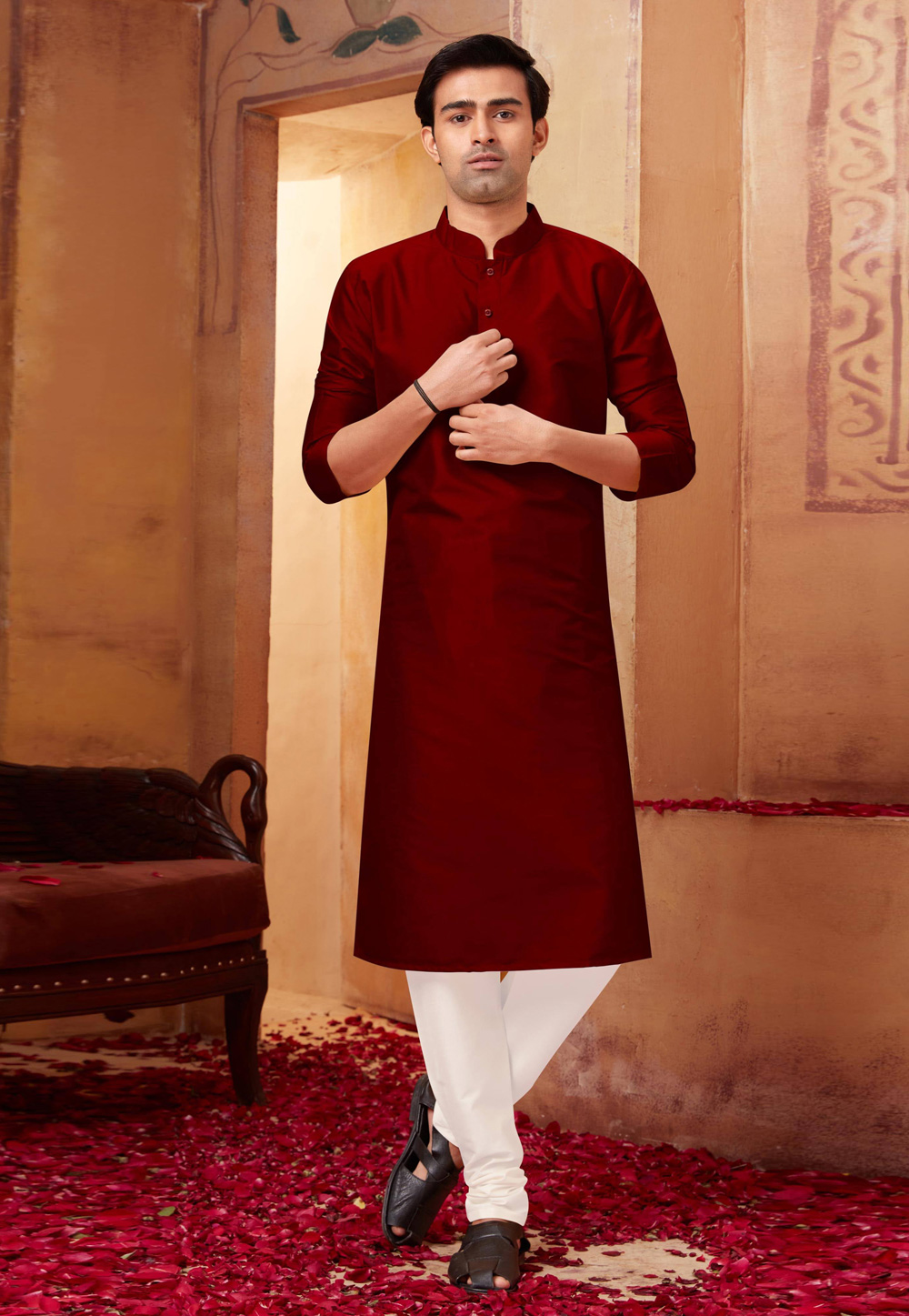 Maroon Silk Kurta Pajama 258024