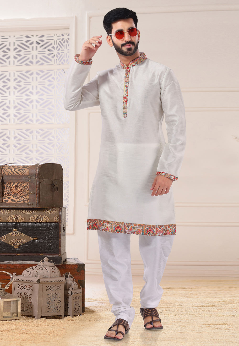 Off White Silk Kurta Pajama 260221