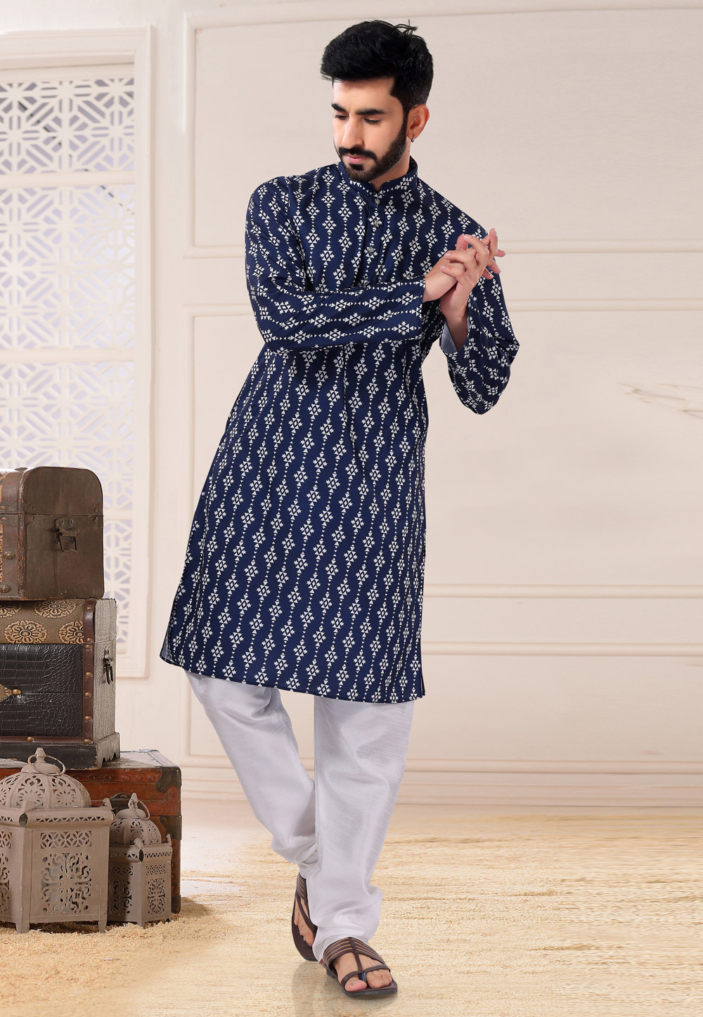 Navy Blue Soft Cotton Kurta Pajama 260227