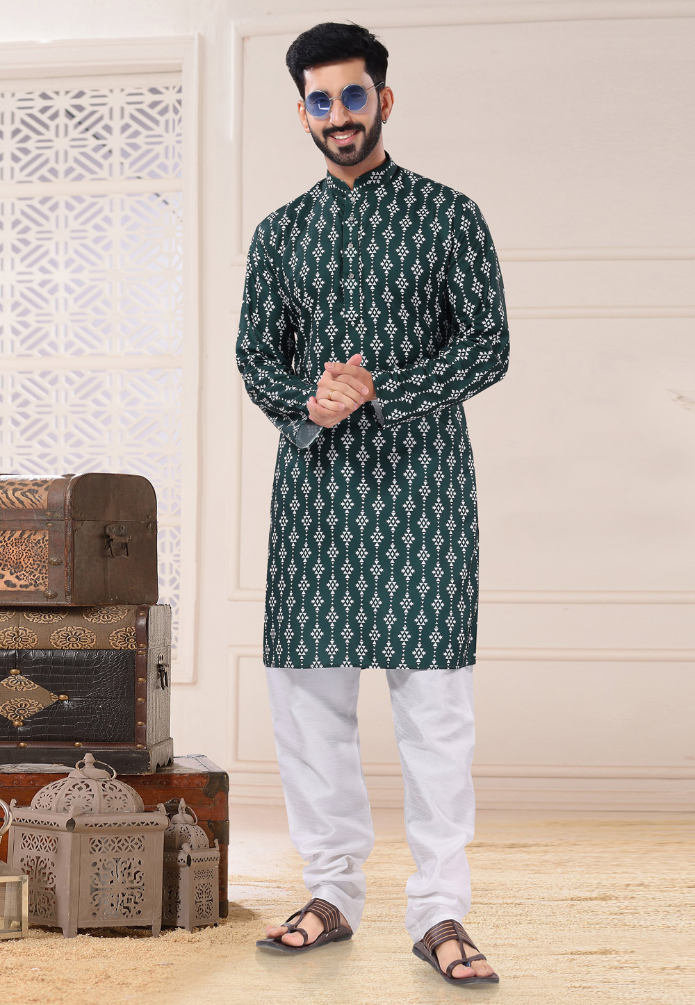 Green Soft Cotton Kurta Pajama 260228