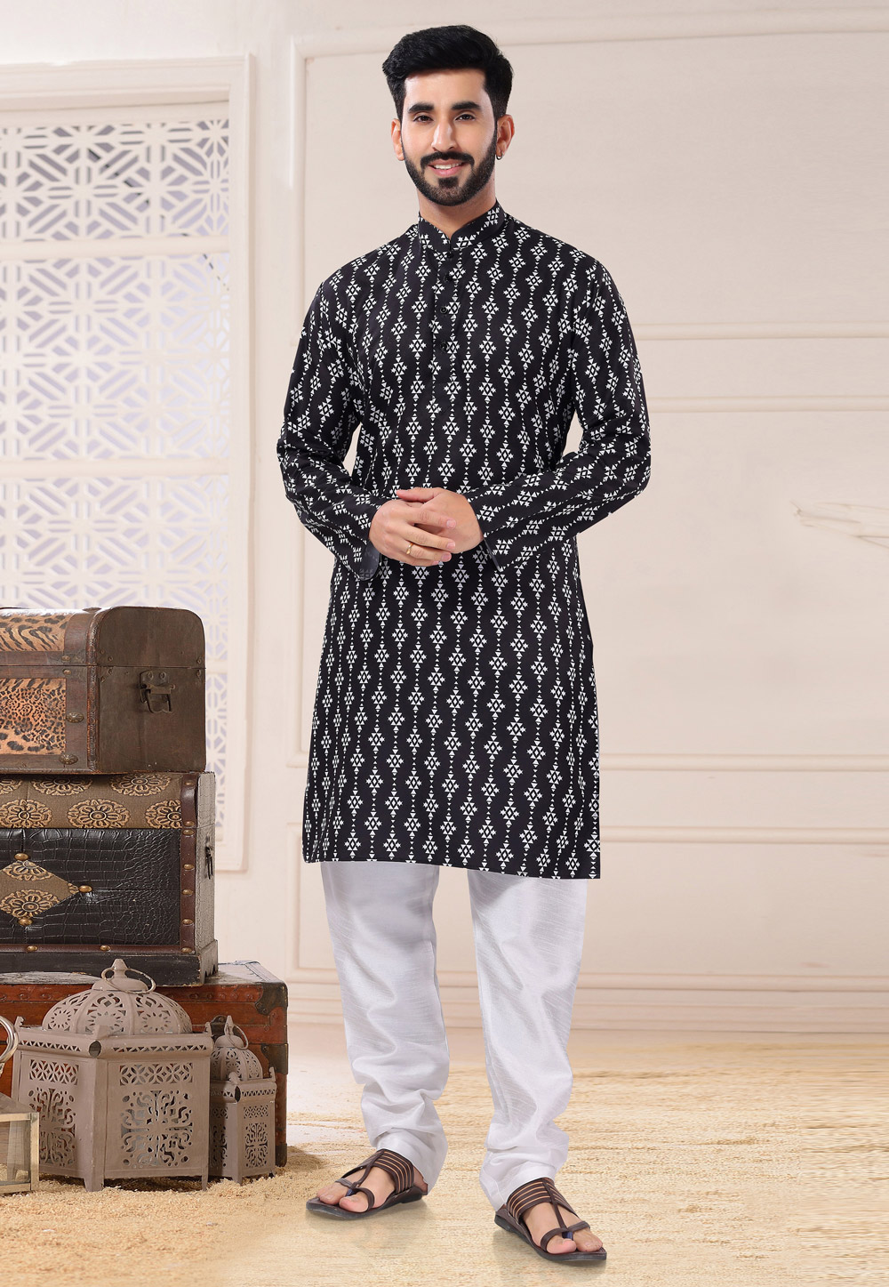 Black Soft Cotton Kurta Pajama 260229