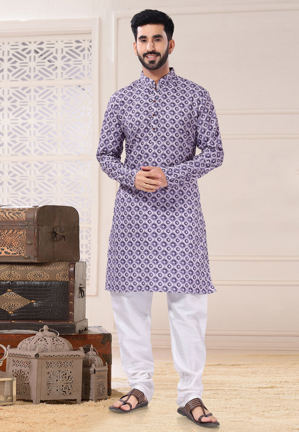 Purple Soft Cotton Kurta Pajama 260235