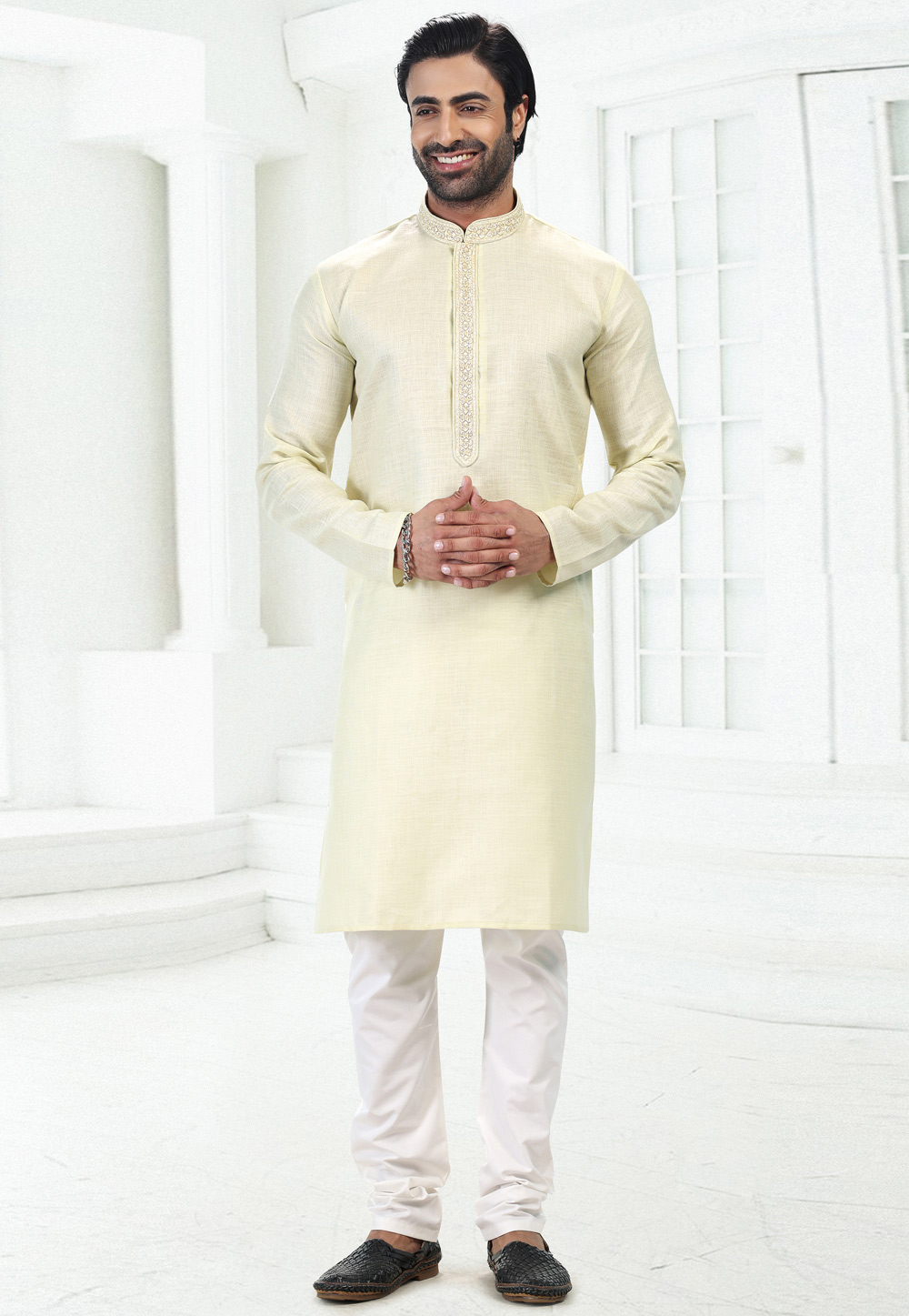 Pista Green Linen Kurta Pajama 258850