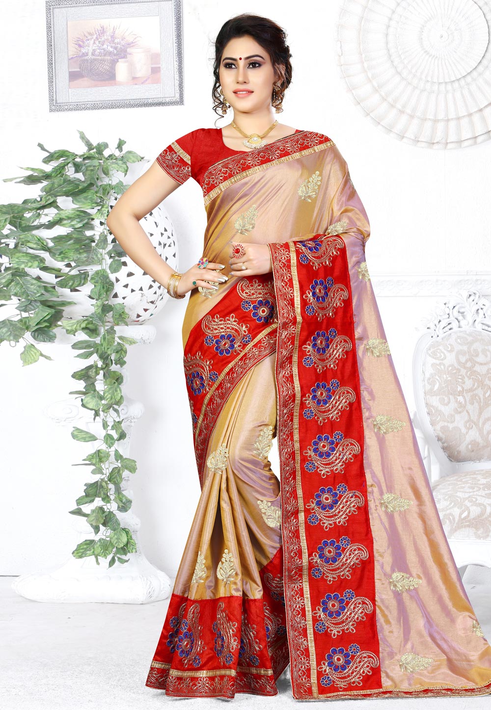 Peach Silk Festival Wear Saree 163422