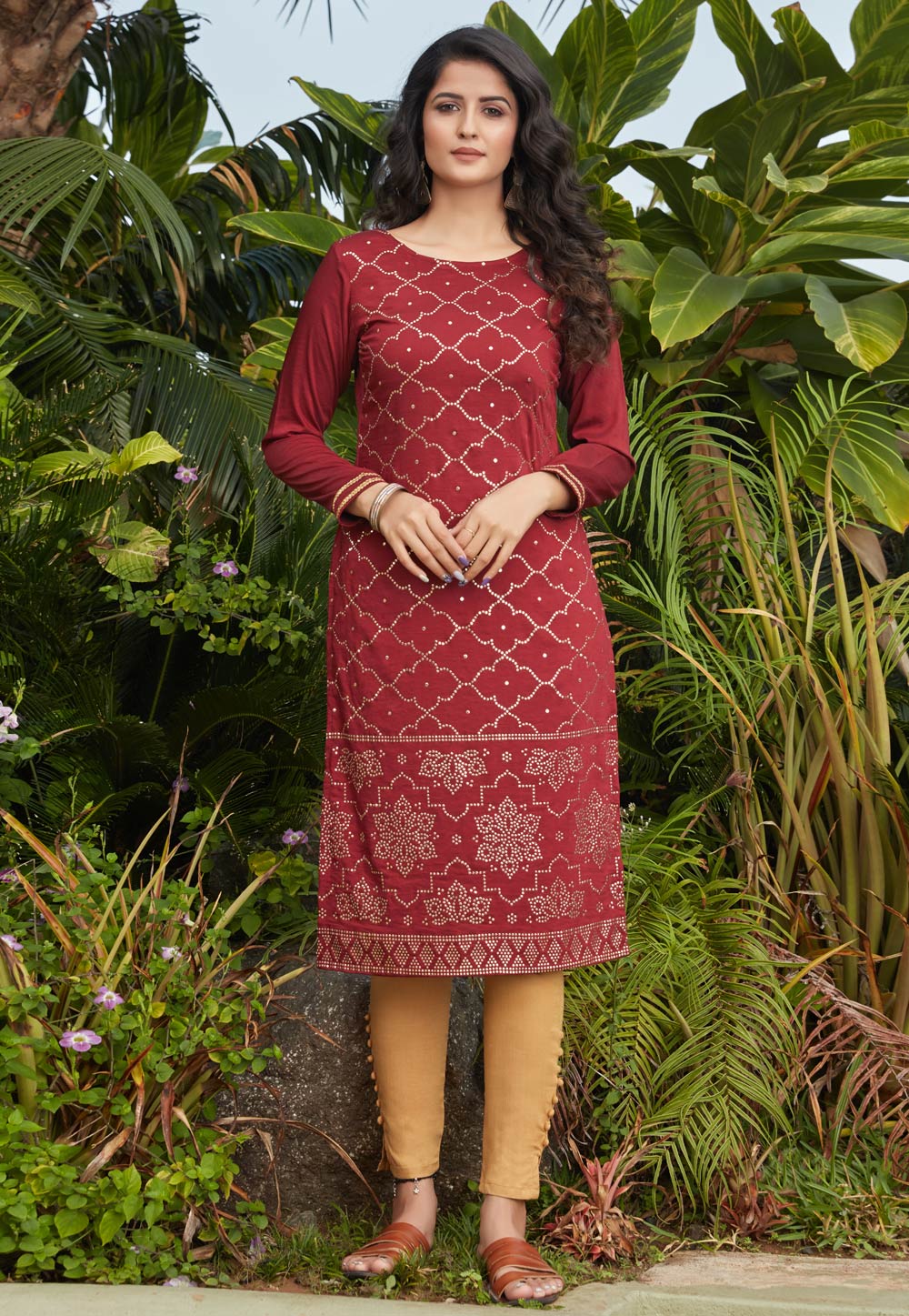 Maroon Cotton Tunic 219252