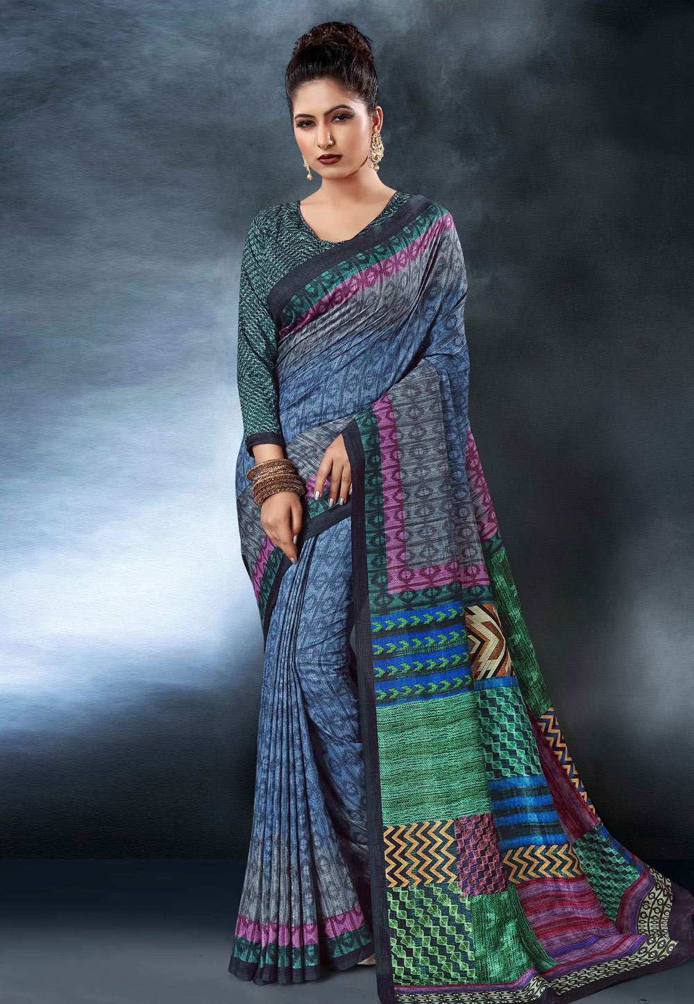 Blue Tussar Silk Festival Wear Saree 161847