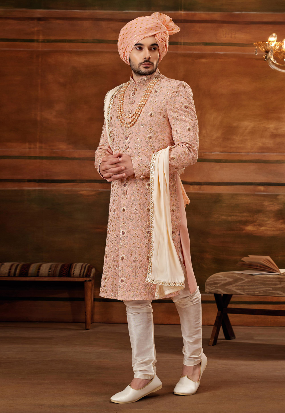 Pink Art Silk Sherwani 252203