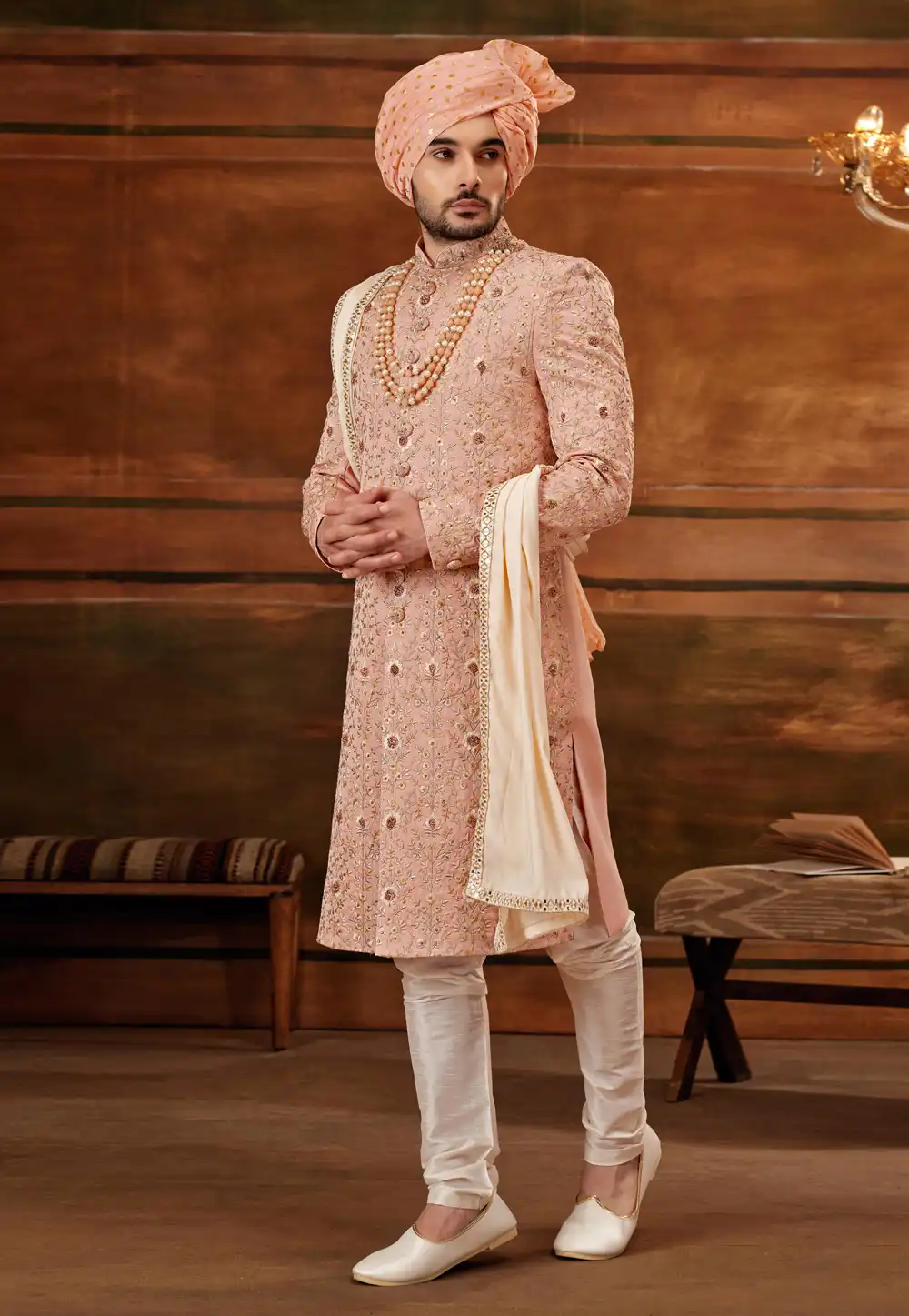 Pink Art Silk Sherwani 252203