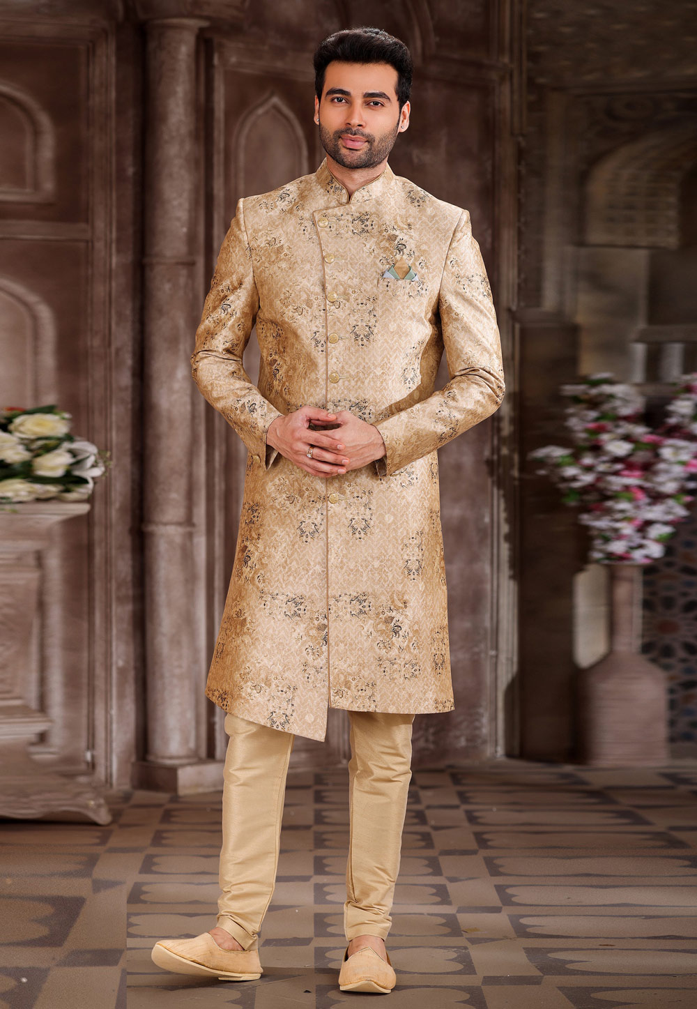 Beige Art Silk Indo Western Sherwani 265892
