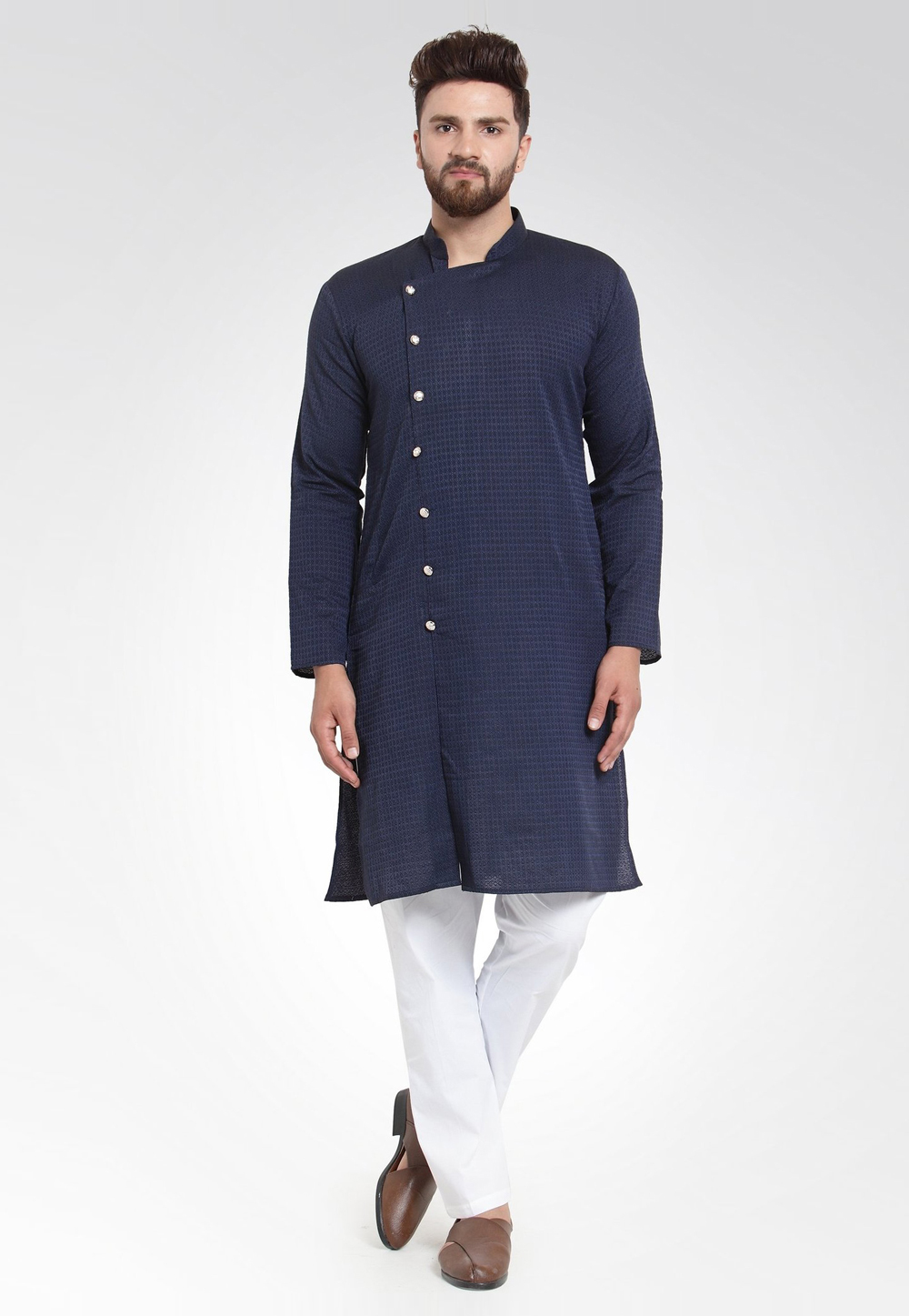 Navy Blue Cotton Kurta Pajama 217335
