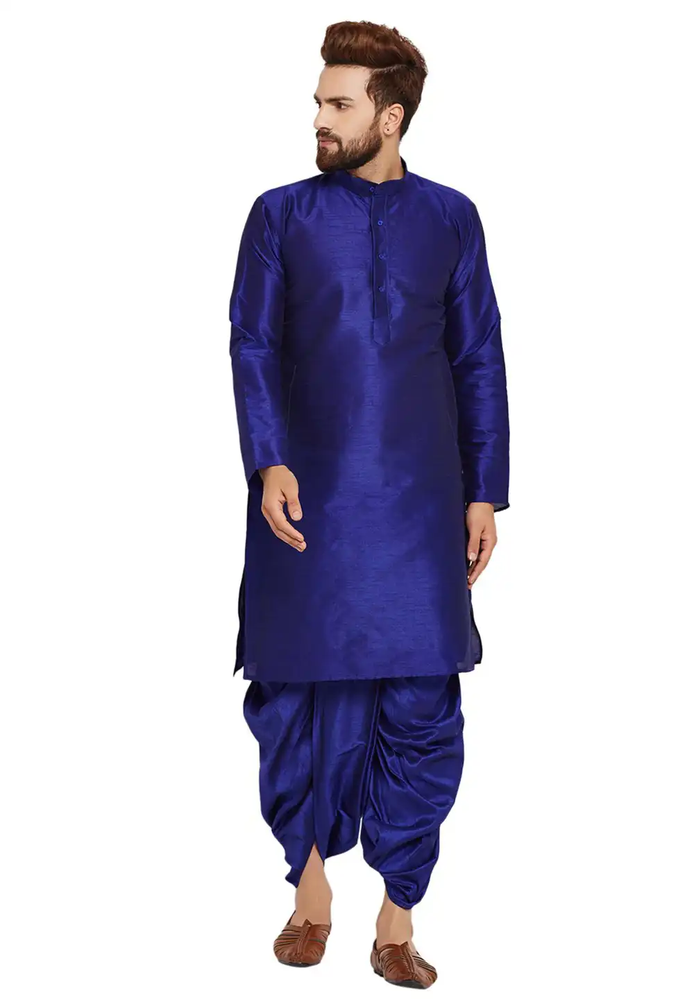 Blue Dupion Silk Readymade Dhoti Kurta 176068