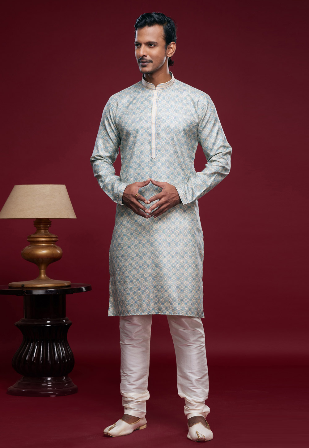 Sky Blue Art Silk Kurta Pajama 273591