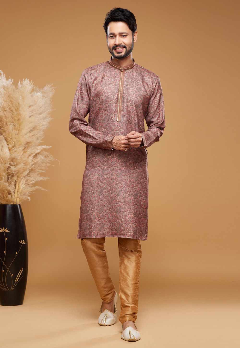 Pink Art Silk Kurta Pajama 273595
