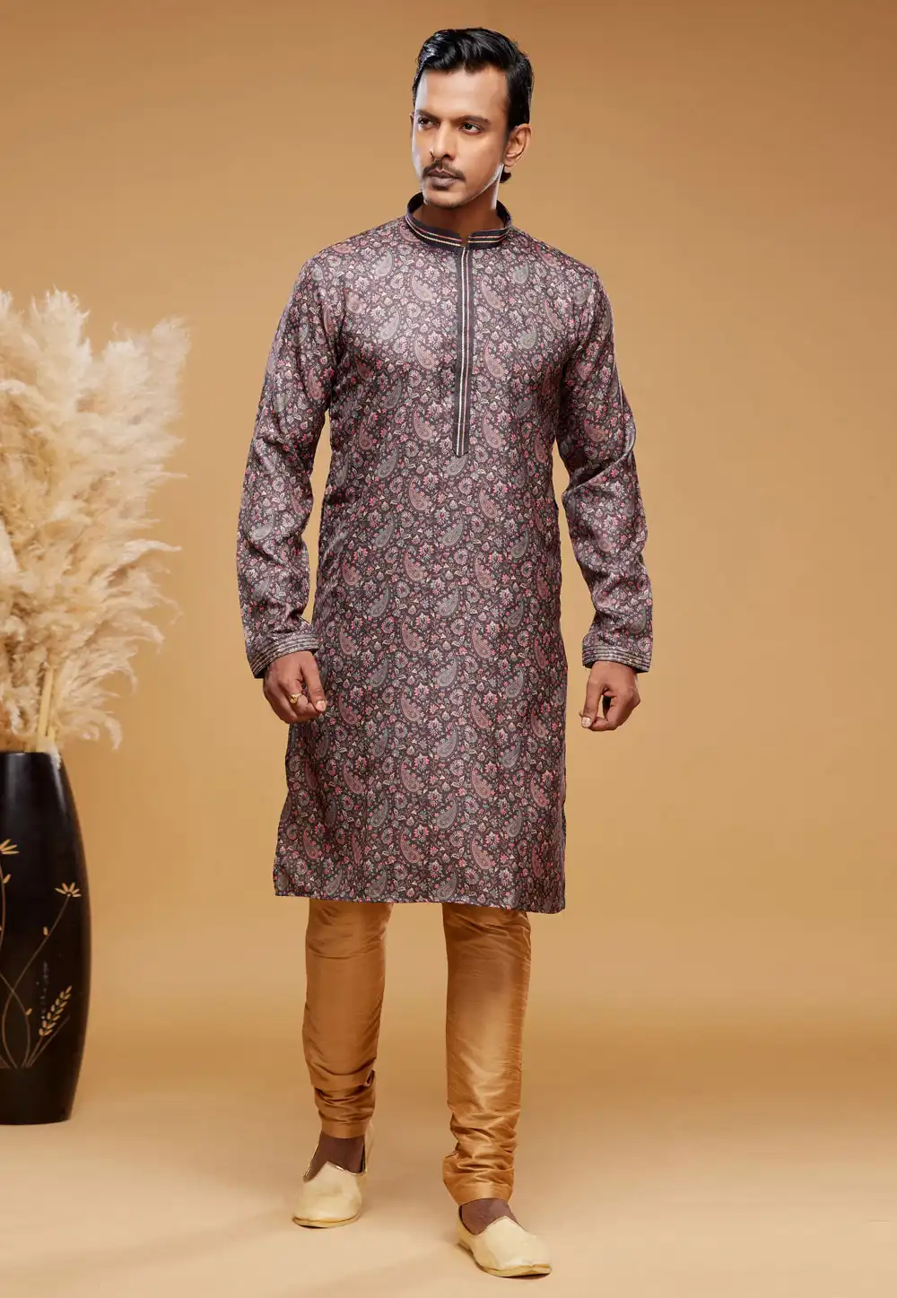 Wine Art Silk Kurta Pajama 273598