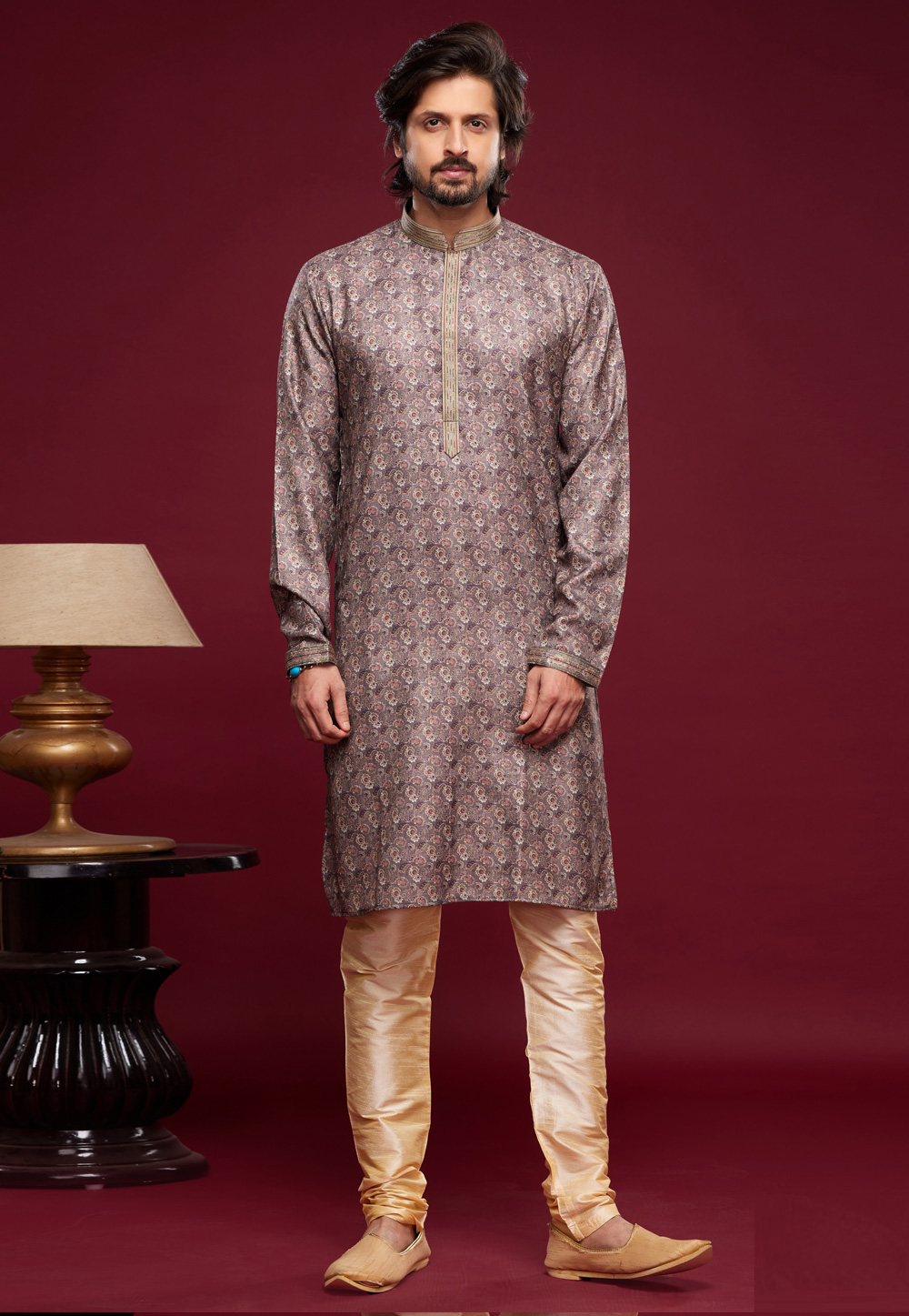 Brown Art Silk Kurta Pajama 273600