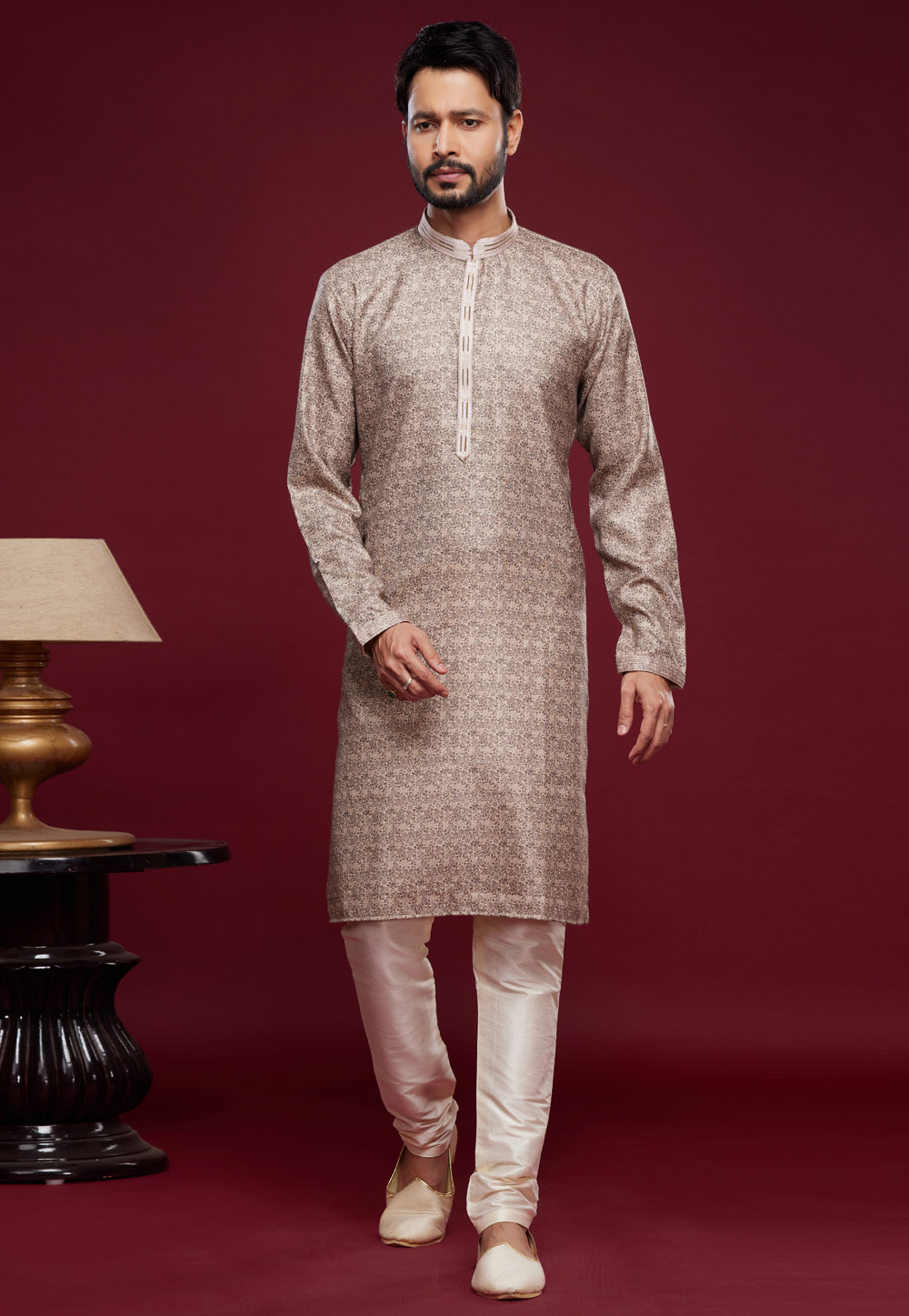 Beige Art Silk Kurta Pajama 273602