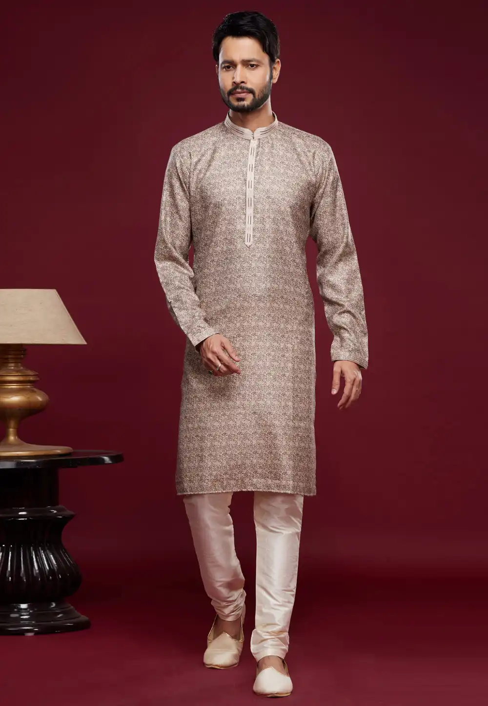 Beige Art Silk Kurta Pajama 273602