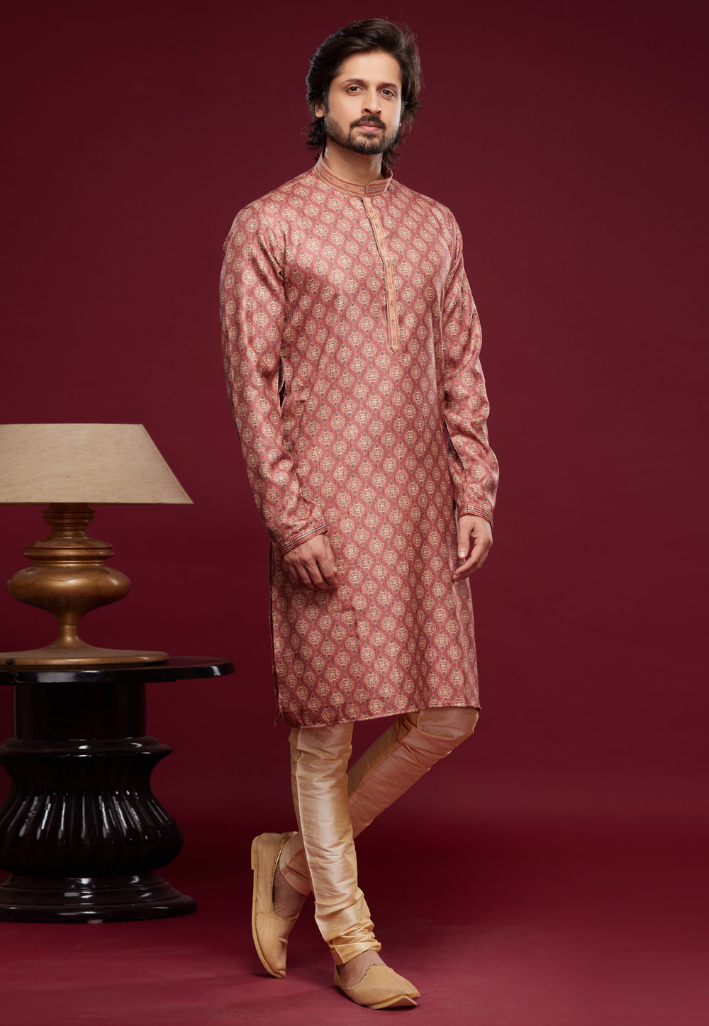 Maroon Art Silk Kurta Pajama 273605