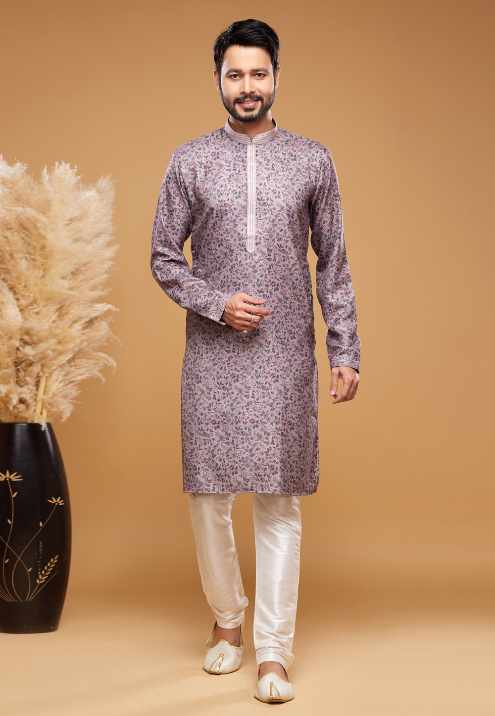 Pink Art Silk Kurta Pajama 273611