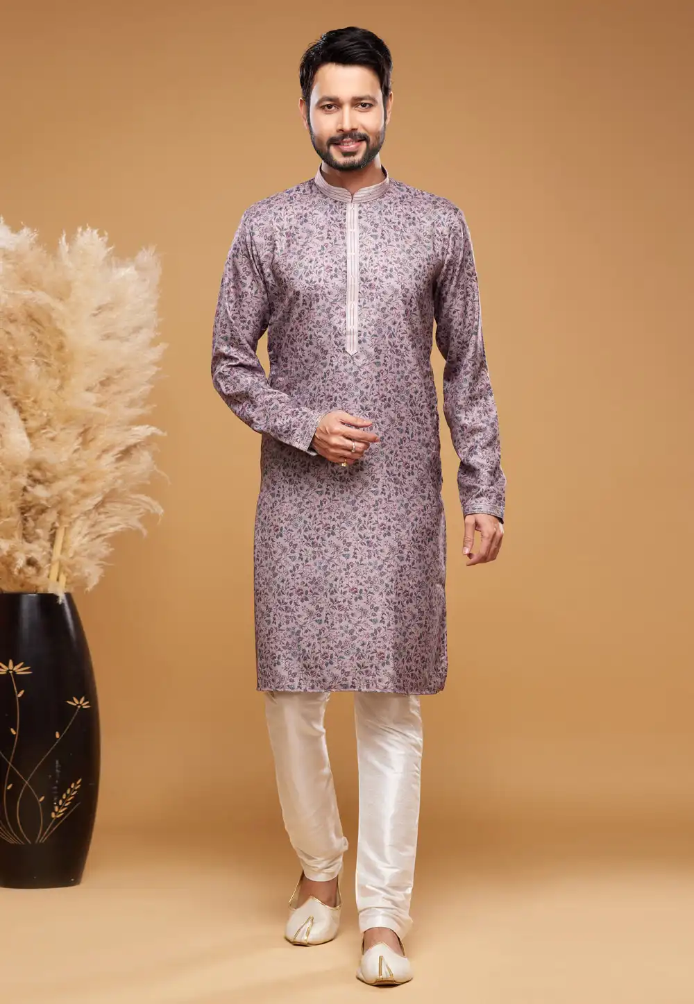 Pink Art Silk Kurta Pajama 273611