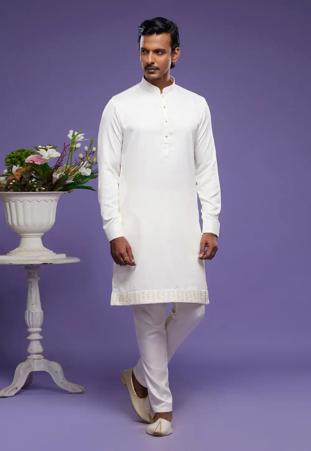 White Art Silk Kurta Pajama 275018