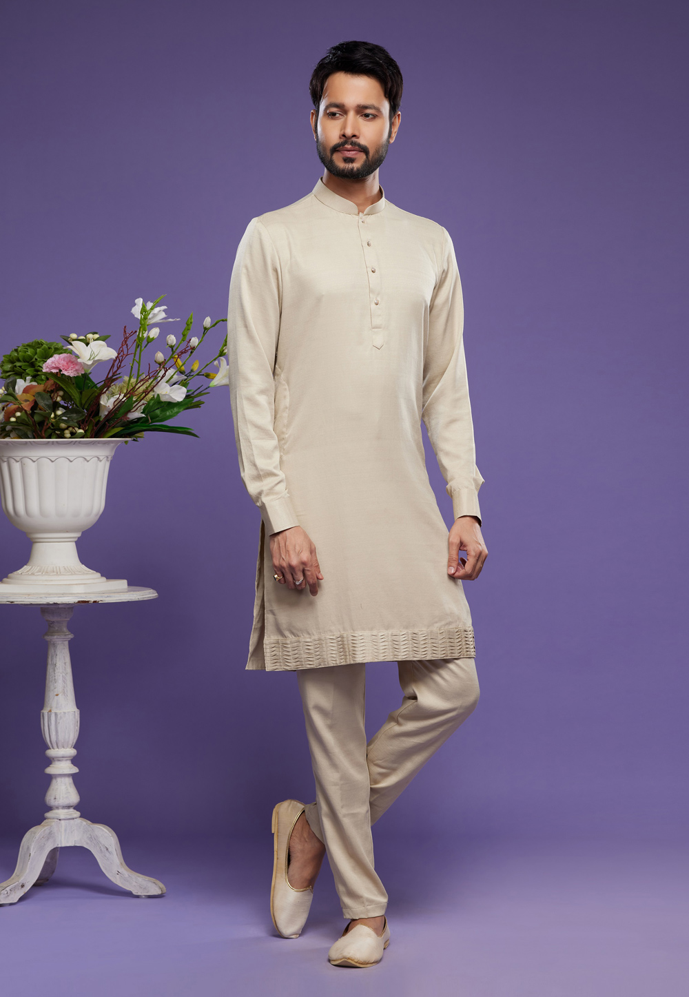 Beige Art Silk Kurta Pajama 275019
